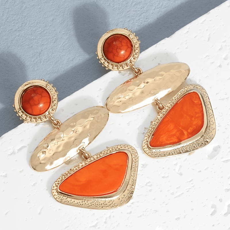 Women's Retro Golden Hammer Pattern Geometric Earrings